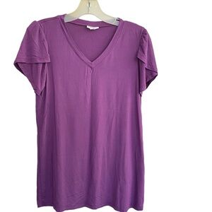 LulaRoe Purple V-Neck Flutter Top Short Sleeved  Size XXS